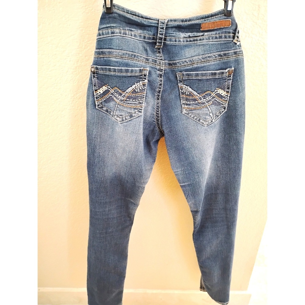 🩵WallFlower Double Button Low Rise Skinny Jeans Size 5 y2k mcbling indiekid - Picture 2 of 9